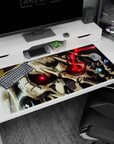 Anime desk pad 40x20 inches featuring Ainz Ooal Gown from Overlord with crimson eyes, glowing sigils, and intense detail.