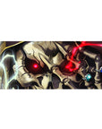 Anime desk pad 36x16 inches featuring Ainz Ooal Gown from Overlord, showcasing his intense glare and magical aura.