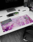 Artistic 36x16 inches desk pad featuring sakura blossoms, blending delicate pink cherry blossoms with a tranquil pastel backdrop for a peaceful environment.