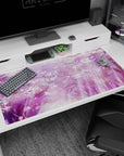 Large 40x20 inches desk pad featuring sakura blossoms, blending delicate pink cherry blossoms with a pastel backdrop for a calming and inspiring atmosphere.