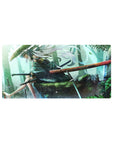 Anime girl mouse pad 32x16 inches with silver-haired swordswoman in rain, straw hat, red-sheathed katana.