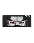 Anime mouse pad 28x12 inches featuring ninja-inspired Kakashi portrait, Leaf headband, and crisp scuff details.