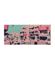 28x12 inches anime mouse pad with pastel-haired busking girls in a cozy street-scene city print.