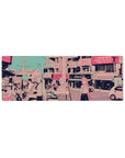 32x12 inches anime mouse pad with street-scene print of busking girls under candy-pink shop signs.