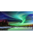 Mouse pad featuring the northern lights over a frozen lake, 40x20 inches, with green, blue, and purple tones for a mesmerizing design.