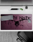 Smoky purple haze Death Note anime mouse pad 32x16 inches, dark drip-ink vibe for gaming desks.
