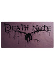 Death Note anime mouse pad 32x16 inches with jagged ink lettering and winged shadow figure on haze.