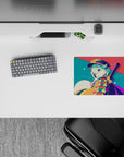 Teal and coral anime mouse pad 14x10 inches with creamy moonlight glow and candy-confetti vibe.