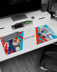 Epic artwork on 36x16 mouse pad captures the essence of teamwork and determination with cinematic precision