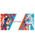 Hiro & Zero Two Team Split Design Mouse Pad 32x16 featuring radiant energy for gaming or workspace energy with anime edge