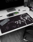 40x20 inches Watamote mouse pad showing Tomoko Kuroki’s deadpan stare, tiny fangs, and oversized hoodie.
