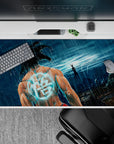 40x20 inches desk pad showcasing Goku with glowing energy and the kanji symbol, perfect for fans of Dragon Ball who love high-energy, battle-ready designs.
