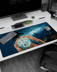 Large 40x20 inches desk pad with Goku radiating power and the iconic kanji symbol, capturing the intensity and build-up to an epic battle.