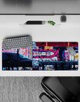 32x12 inches mouse pad with Neon Sakura Nights, blending neon lights and cherry blossoms to create a peaceful, yet urban-inspired design.