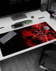 40x20 inches anime mouse pad showing a fearless masked girl in cap and scarf wielding a giant blade.