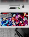 32x16 inches mouse pad with Saber, Shirou Emiya, Rin Tohsaka, and other characters from Fate/Stay Night, capturing the fierce intensity of the Holy Grail War.