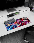 My Hero Academia mouse pad, 28x12 inches, featuring Saber, Shirou Emiya, Rin Tohsaka, and others from Fate/Stay Night, blending fierce action and vibrant colors.