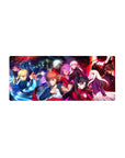 Mouse pad featuring Saber, Shirou Emiya, Rin Tohsaka, and more from Fate/Stay Night, 28x12 inches, capturing fierce expressions and vibrant energy.