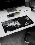 32x16 inches anime mouse pad showing a sporty angel with windblown hair, arms spread, wings filling frame.