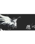 36x16 inches anime desk pad with sketchy angel in flight, sweeping wings and bold kanji on black.