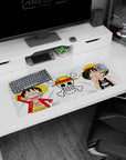 Small but impactful 32x12 mouse pad showcases Luffy's dual charm with intricate nostalgic artistry