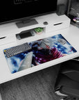32x16 inches Naruto Kakashi Hatake mouse pad, Sharingan glowing through the mask in a snowy scene.