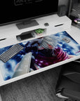 Kakashi Hatake Naruto desk pad 40x20 inches, Sharingan glowing through mask amid drifting snow.