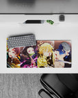 Compact yet detailed 28x12 inch mouse pad showcasing the power of Demon Slayer's iconic characters
