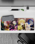 Compact 32x12 inch mouse pad highlighting the unity and combat spirit of Demon Slayer's heroes