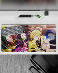 High-quality 32x16 inch mouse pad showcasing the elemental powers of Demon Slayer's heroic team