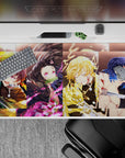 Dynamic 40x20 inch anime desk pad showcasing the unity and power of Demon Slayer's iconic heroes