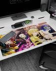 Premium 40x20 inch desk pad with bold elemental art, perfect for fans of Tanjiro and his team