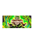 28x12 inch mouse pad featuring Broly bursting with green and yellow energy for bold energy vibes