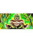 36x16 inch desk pad highlighting Broly bursting with green and yellow energy in bold art