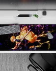 Sleek 36x16 inch desk pad featuring Zenitsu's explosive power and sakura-themed art for anime lovers