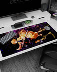Premium 40x20 inch desk pad with Zenitsu's Thunder Breathing design, perfect for Demon Slayer enthusiasts