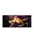 28x12 inch mouse pad featuring Zenitsu Agatsuma's Thunder Breathing with electrifying sakura accents