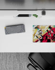 Neon green, red, and black anime girl mouse pad 14x10 inches with glossy, loud arcade-cute vibe.