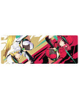 Arcade-cute anime girl mouse pad 32x12 inches with two sporty heroines and pop-art backdrop.