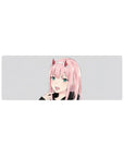 Compact Zero Two Minimalist Grin Mouse Pad 32x12 with Darling in the Franxx theme for stylish and sleek desk decor