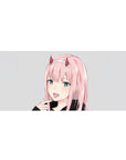 Zero Two Minimalist Grin Mouse Pad 36x16 with expressive theme for immersive focus and fan inspiration
