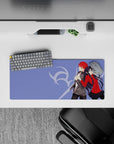 28x12 inches mouse pad with Shirou Emiya and Rin Tohsaka from Fate/Stay Night, showcasing their strong connection and vibrant energy.