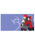 Mouse pad featuring Shirou Emiya and Rin Tohsaka from Fate/Stay Night, 32x16 inches, showcasing their strong partnership and camaraderie.