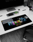 Modern 32x16 inches mouse pad with the Straw Hat Pirates in vibrant silhouettes, blending their strength and unity in a colorful design.