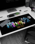 Large 40x20 inches desk pad featuring the Straw Hat Pirates in vibrant silhouettes, representing their strength and unity in bold colors.