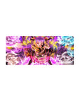28x12 inches anime girl mouse pad with purple-haired mage, tiny horns, frilly black-pink outfit, magic rings.