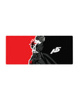 Anime mouse pad 28x12 inches featuring Joker from Persona 5 in iconic black, white, and red design, exuding Phantom Thief energy.