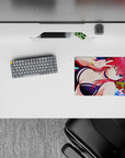 Rias Gremory from High School DxD Hero poses in a navy bikini with a peace sign on a 14x10 inch anime mouse pad.