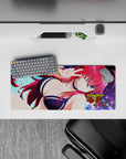Rias Gremory anime mouse pad 28x12 inches, in navy bikini under moonlit sky from High School DxD Hero, adds devilish charm.