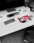 Rias Gremory in a navy bikini on a 14x10 inch mouse pad, from High School DxD Hero, under a moonlit sky with fiery hair.